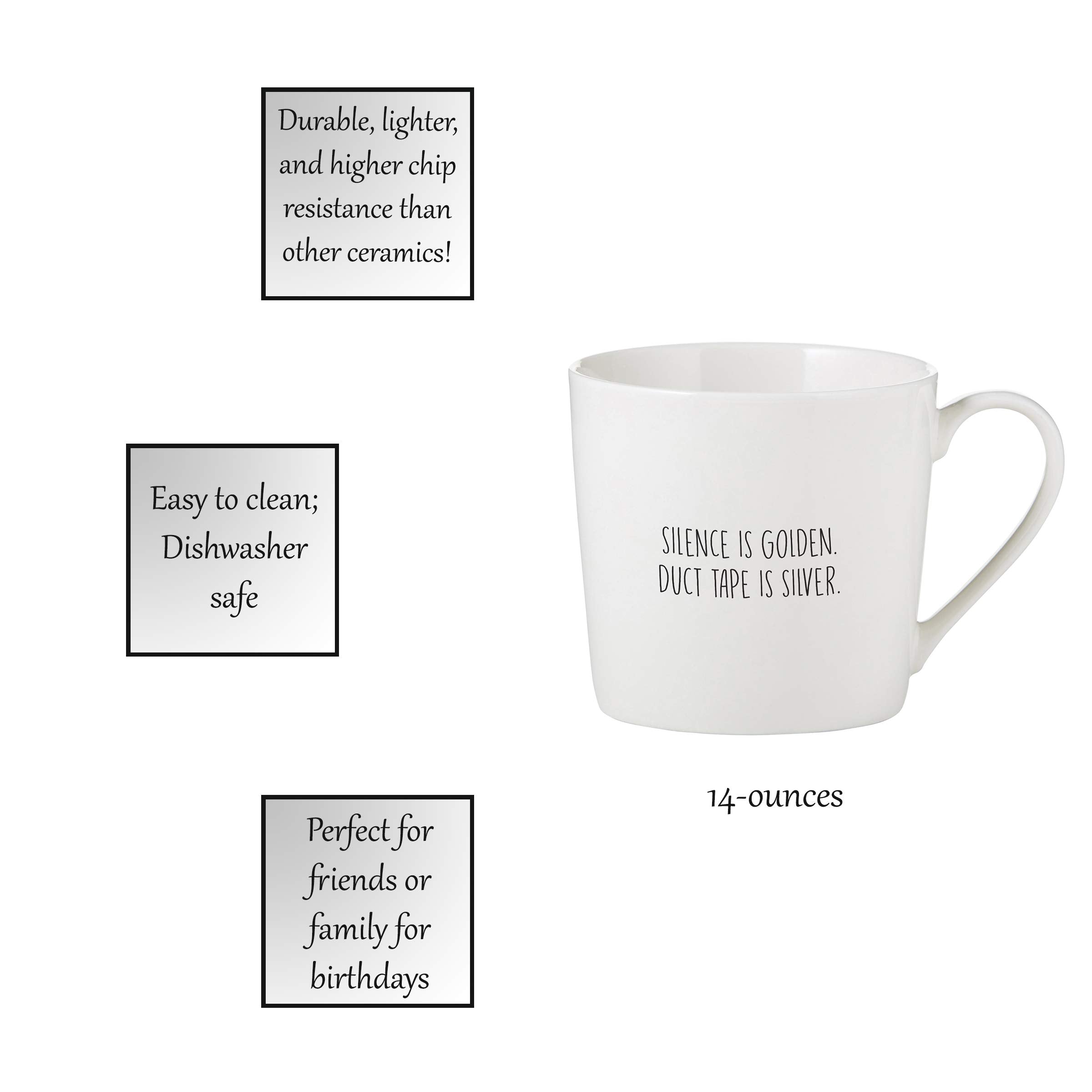 14-Ounce Bone China Coffee Mug with Humorous Quote
