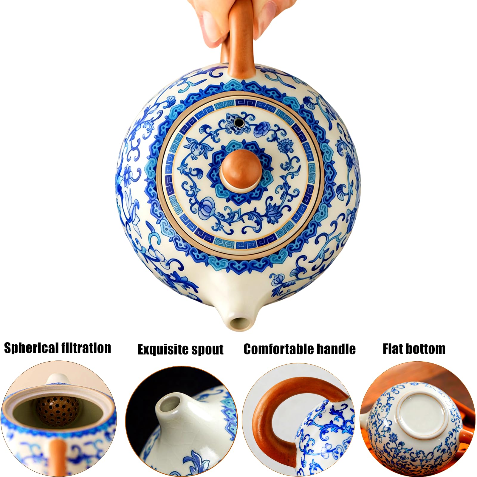Blue and White Porcelain Small Kung Fu Teapot