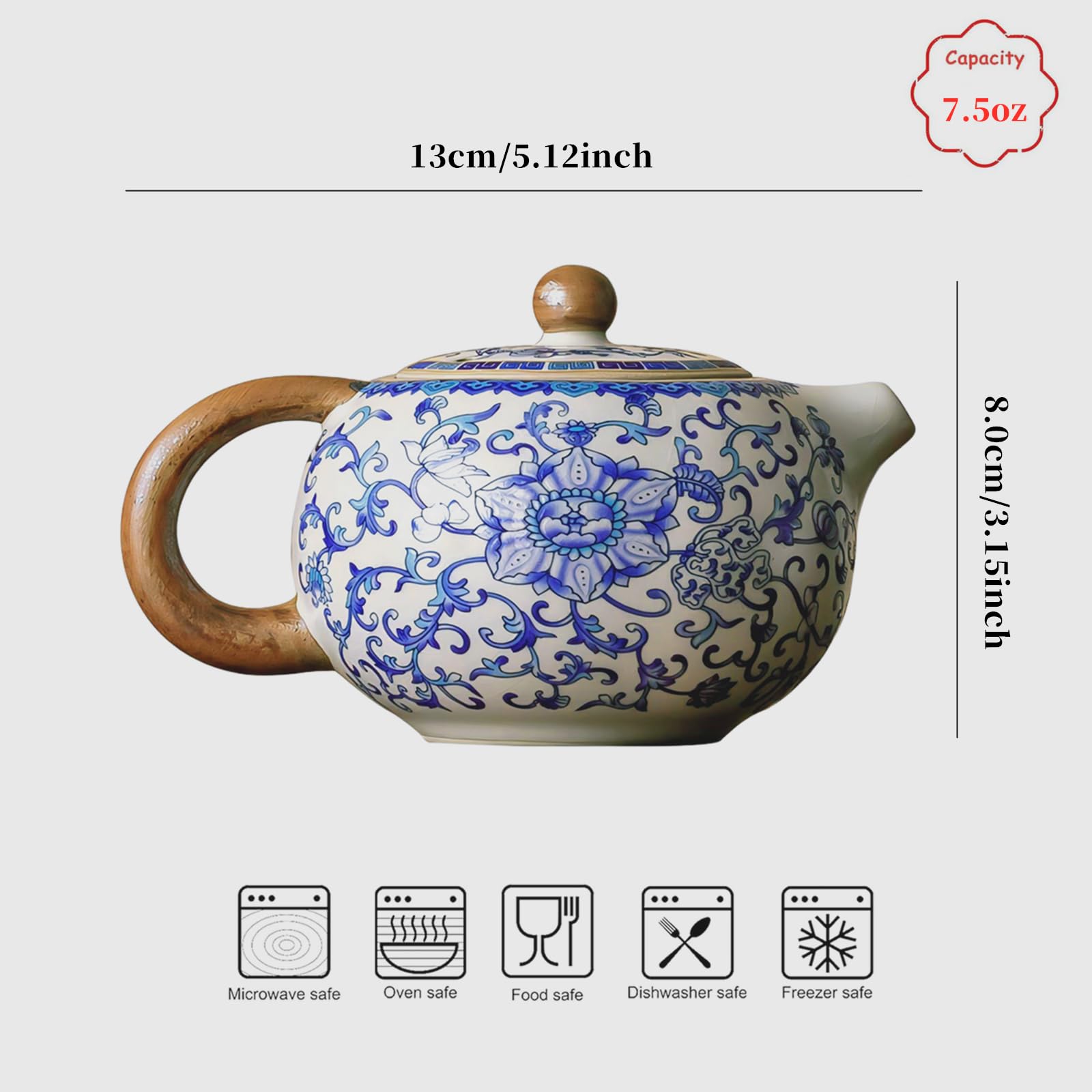 Blue and White Porcelain Small Kung Fu Teapot