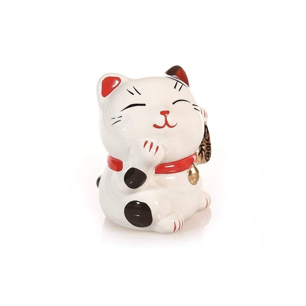 Maneki Neko Lucky Cat, 9.5cm White Porcelain Japanese Figurine