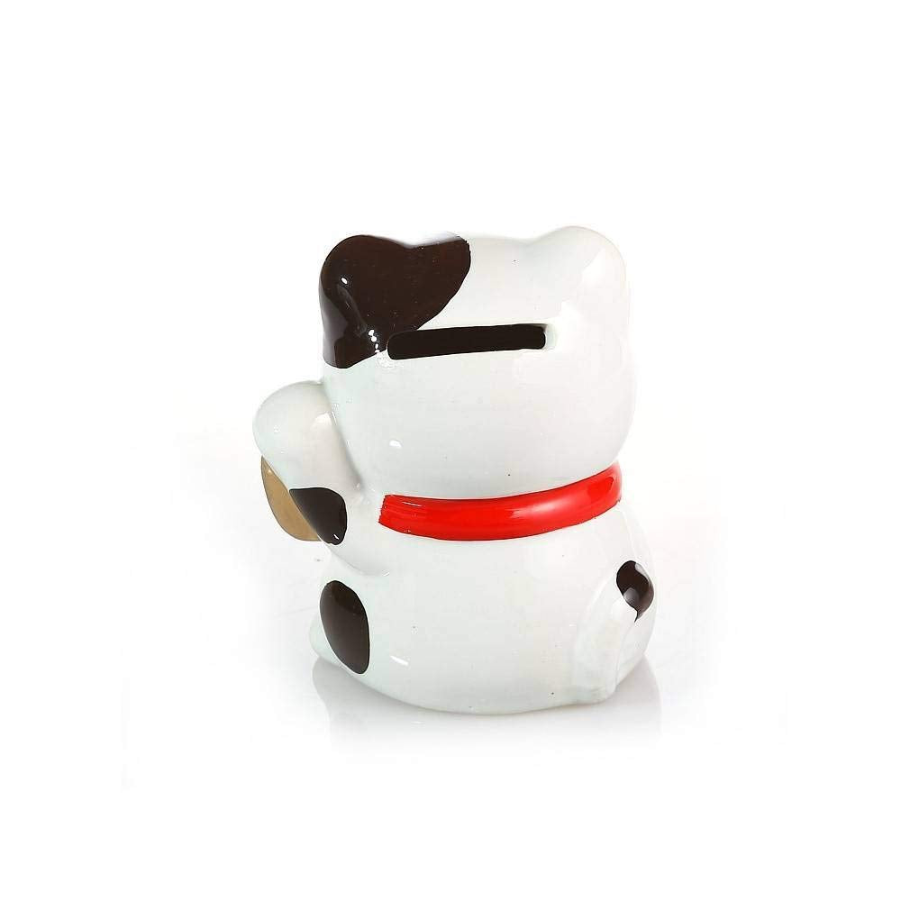 Maneki Neko Lucky Cat, 9.5cm White Porcelain Japanese Figurine