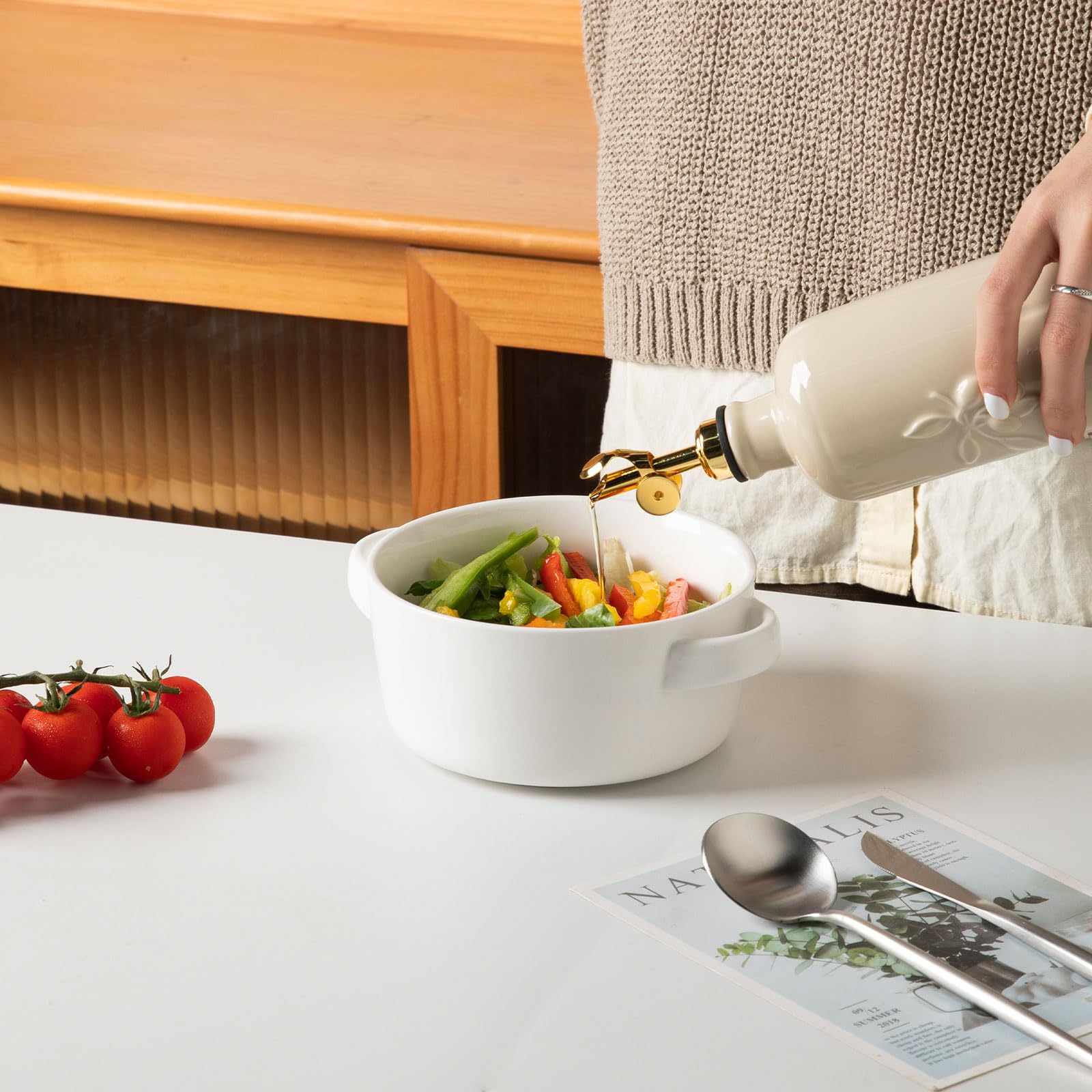 20-Ounce Ceramic Olive Oil Dispenser with Gold Spout