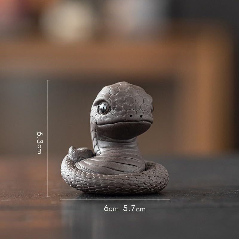 Chinese Zisha Snake Tea Pet, Handmade Purple Clay for Kung Fu Tea Tray