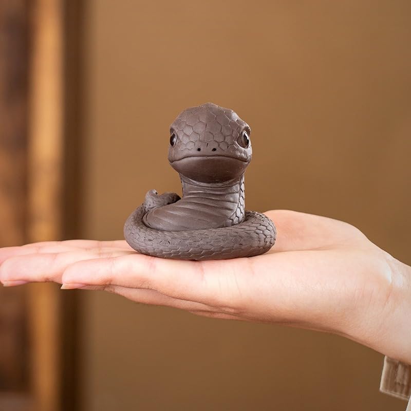 Chinese Zisha Snake Tea Pet, Handmade Purple Clay for Kung Fu Tea Tray