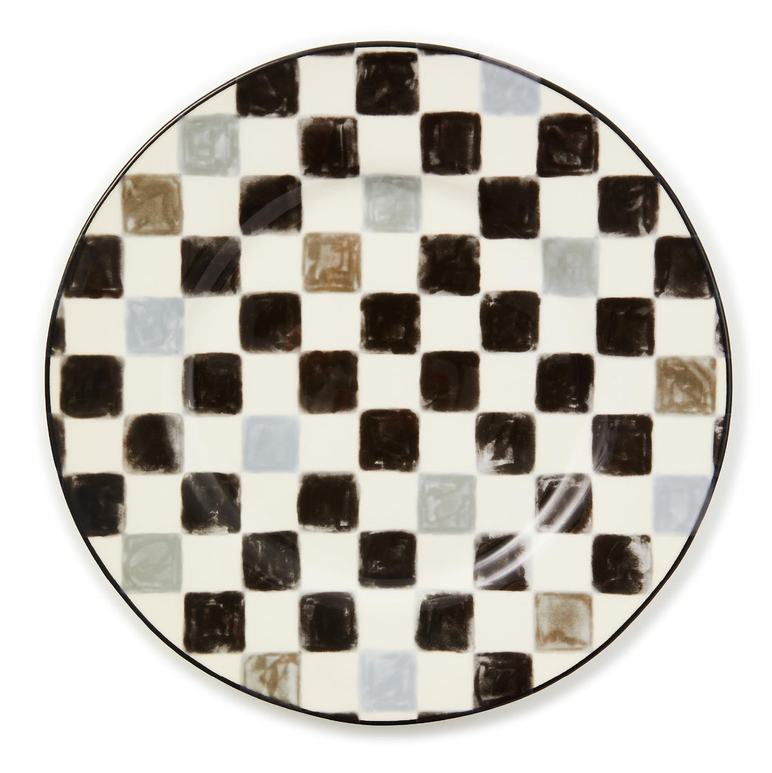 11-Inch Pink Check Stoneware Dinner Plate