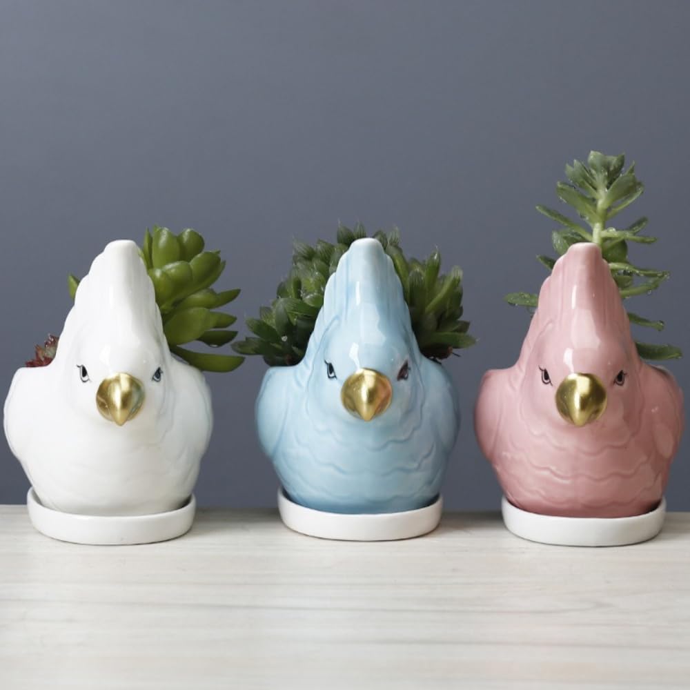 Creative Ceramic Bird Mask Flower Pot Planter for Succulents and Cactus