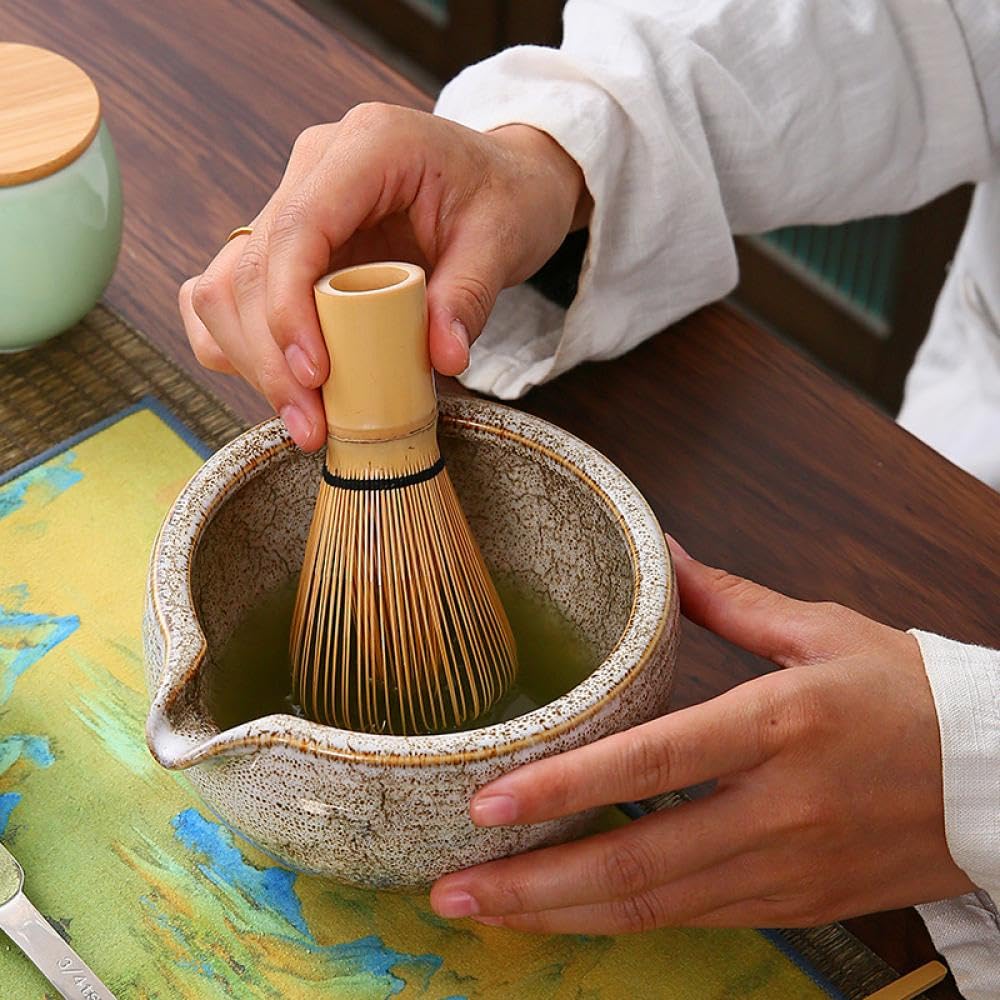 5.2-Inch Stoneware Porcelain Matcha Bowl with Spout