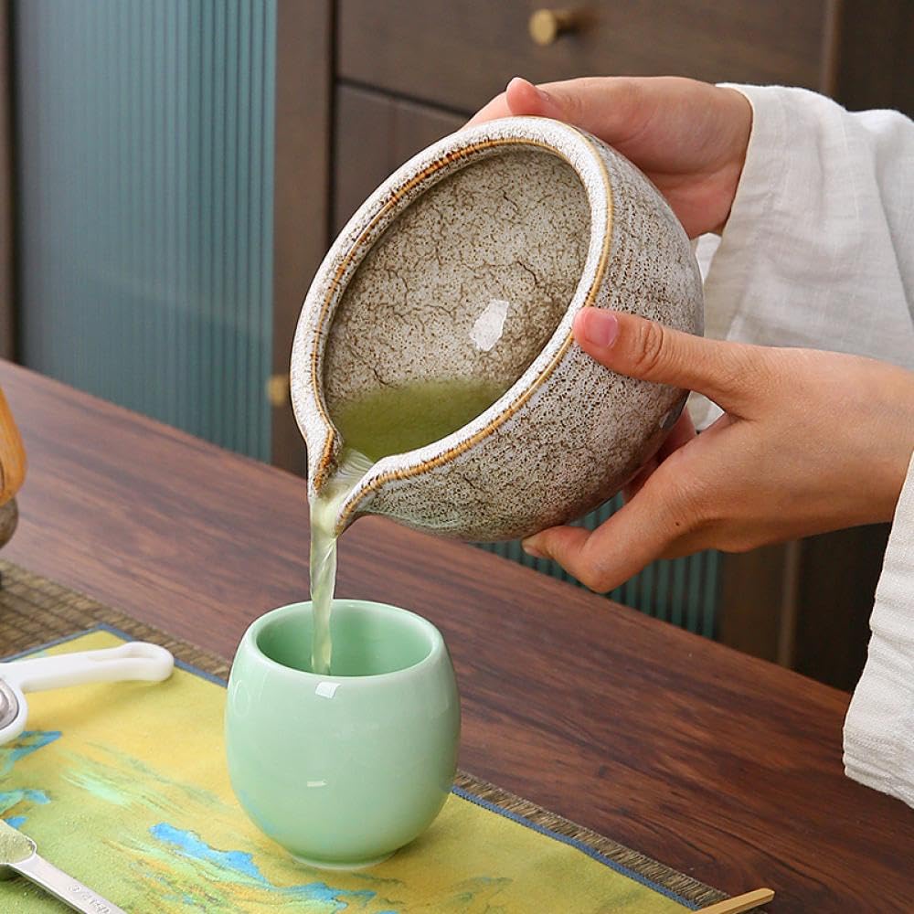 5.2-Inch Stoneware Porcelain Matcha Bowl with Spout