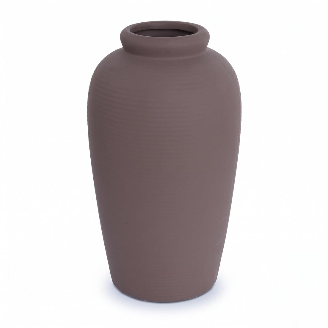 10.6-Inch Vintage Ribbed Ceramic Vase with Weathered Matte Finish