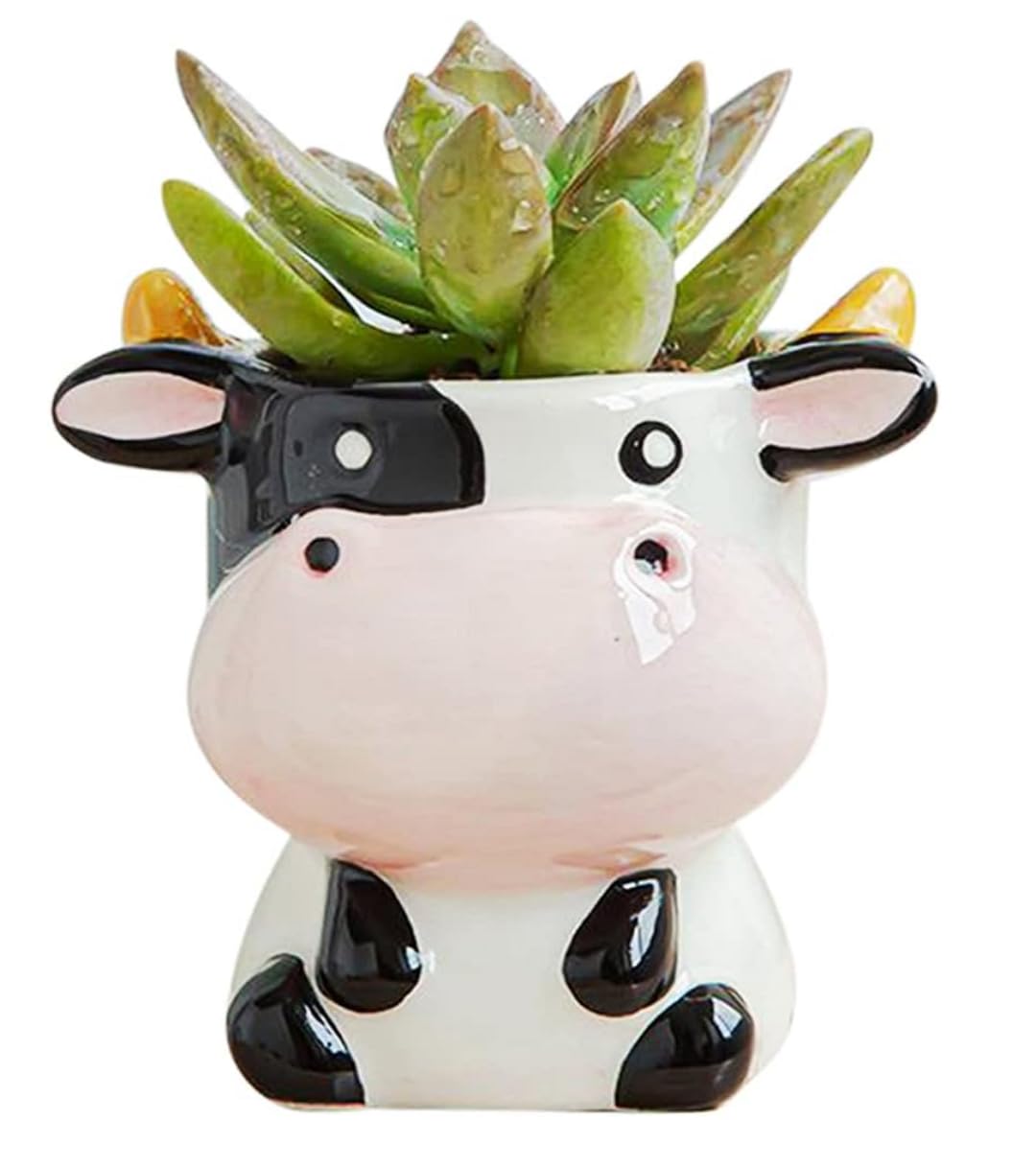 Ceramic Animal Succulent Planter with Drainage Hole for Indoor Plants