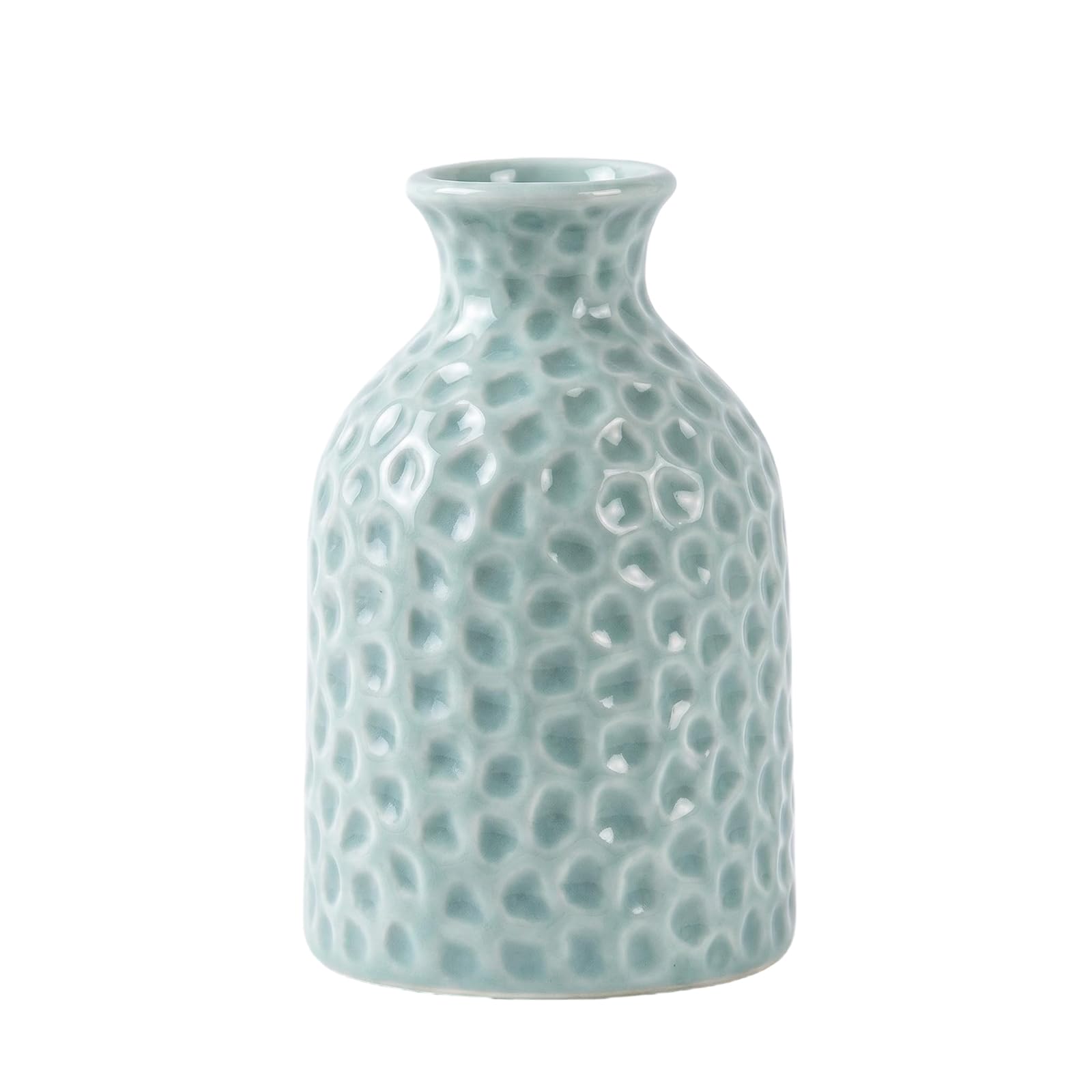3-Inch Boho Textured Ceramic Mini Bud Vase with Honeycomb Surface