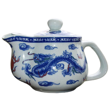 16-Ounce Blue and White Floral Porcelain Teapot with Removable Infuser