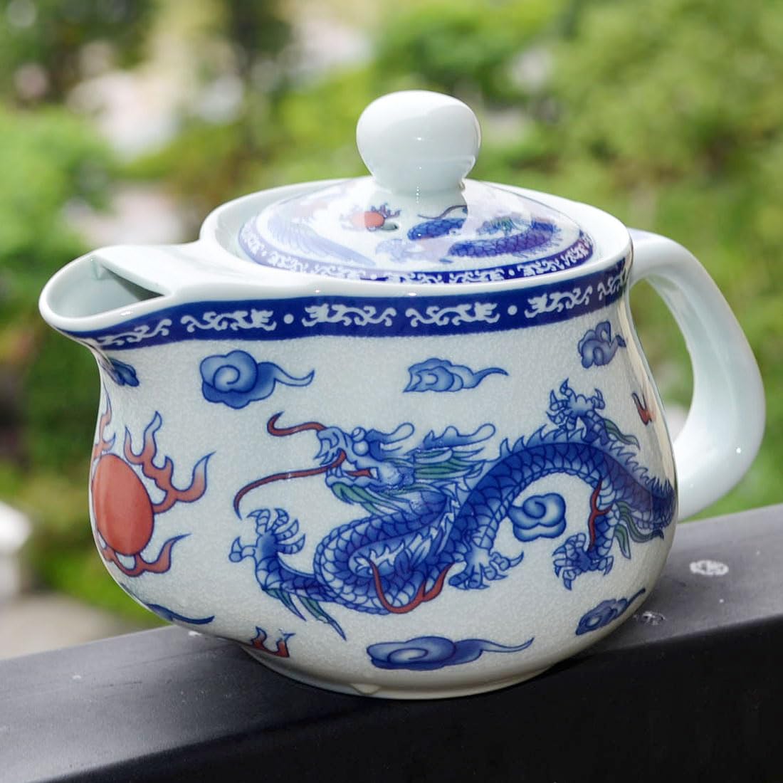 16-Ounce Blue and White Floral Porcelain Teapot with Removable Infuser