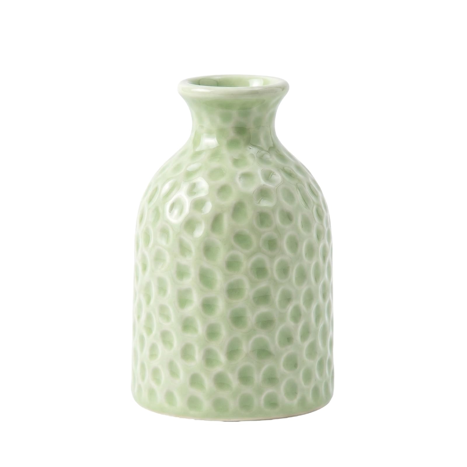 3-Inch Boho Textured Ceramic Mini Bud Vase with Honeycomb Surface