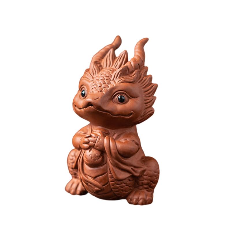 Chinese Zisha Dragon Tea Pet, Handmade Purple Clay for Kung Fu Tea Tray