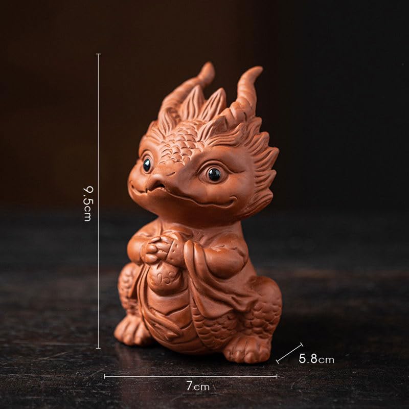 Chinese Zisha Dragon Tea Pet, Handmade Purple Clay for Kung Fu Tea Tray