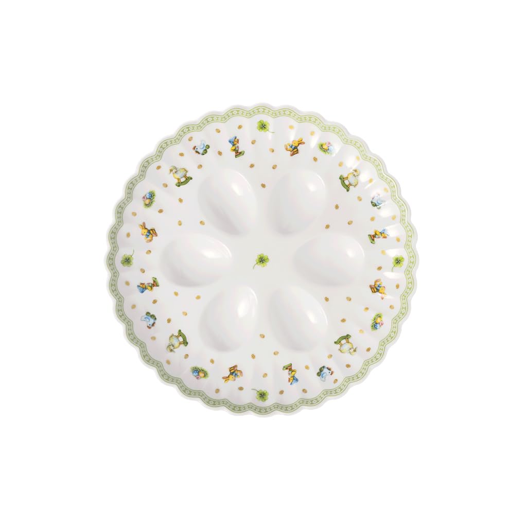 Easter Delight Six-Egg Premium Porcelain Serving Plate with Gold Accents