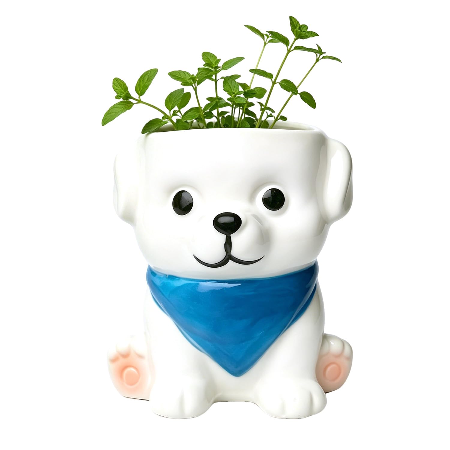 Cute Dog-Shaped Ceramic Planter with Drainage Hole for Succulents
