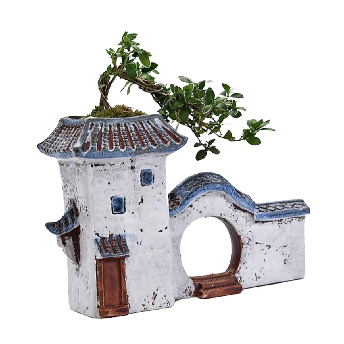 Chinese Style House-Shaped Ceramic Planter