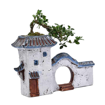 Chinese Style House-Shaped Ceramic Planter