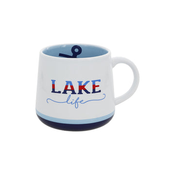 18-Ounce Lake Life Stoneware Coffee Mug with Anchor Design