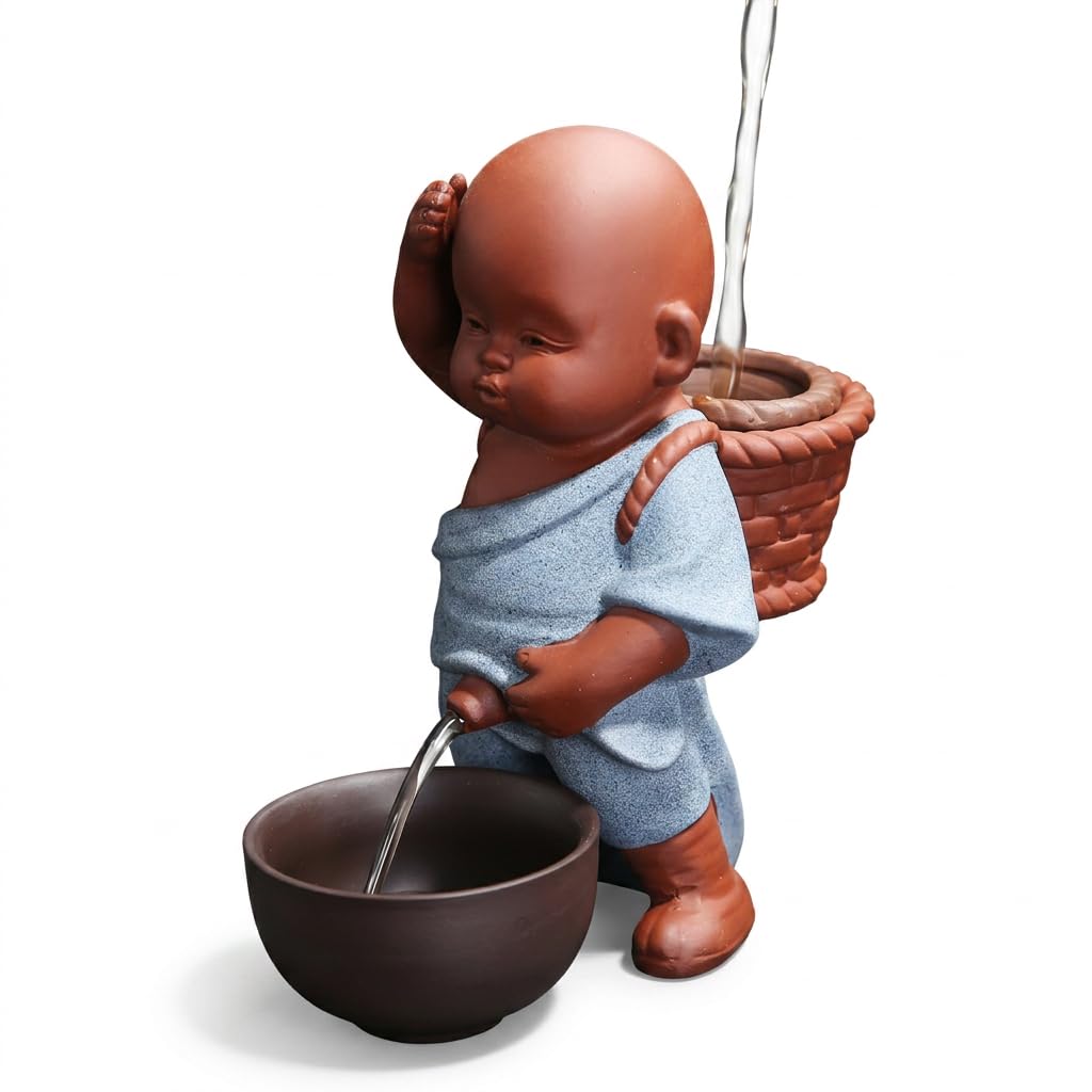 Ceramic Little Monk Tea Infuser with Creative Water Spray Design