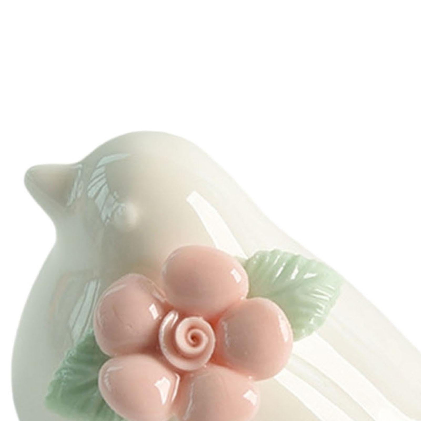 Pink Bird Figurine, Modern Ceramic Animal Sculpture for Home Decor