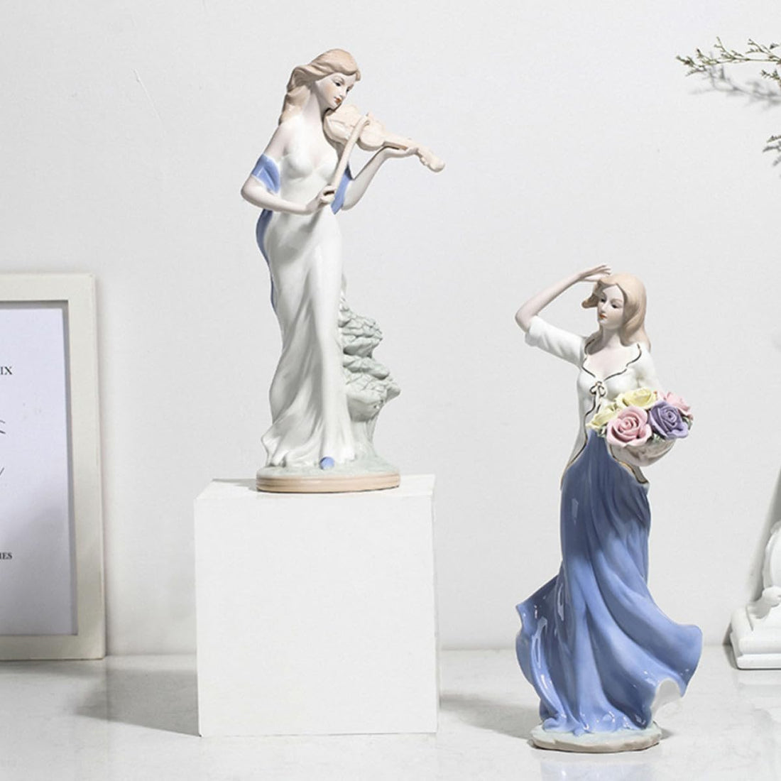 White European Style Ceramic Figure Statue for Tabletop and Bookshelf Decor
