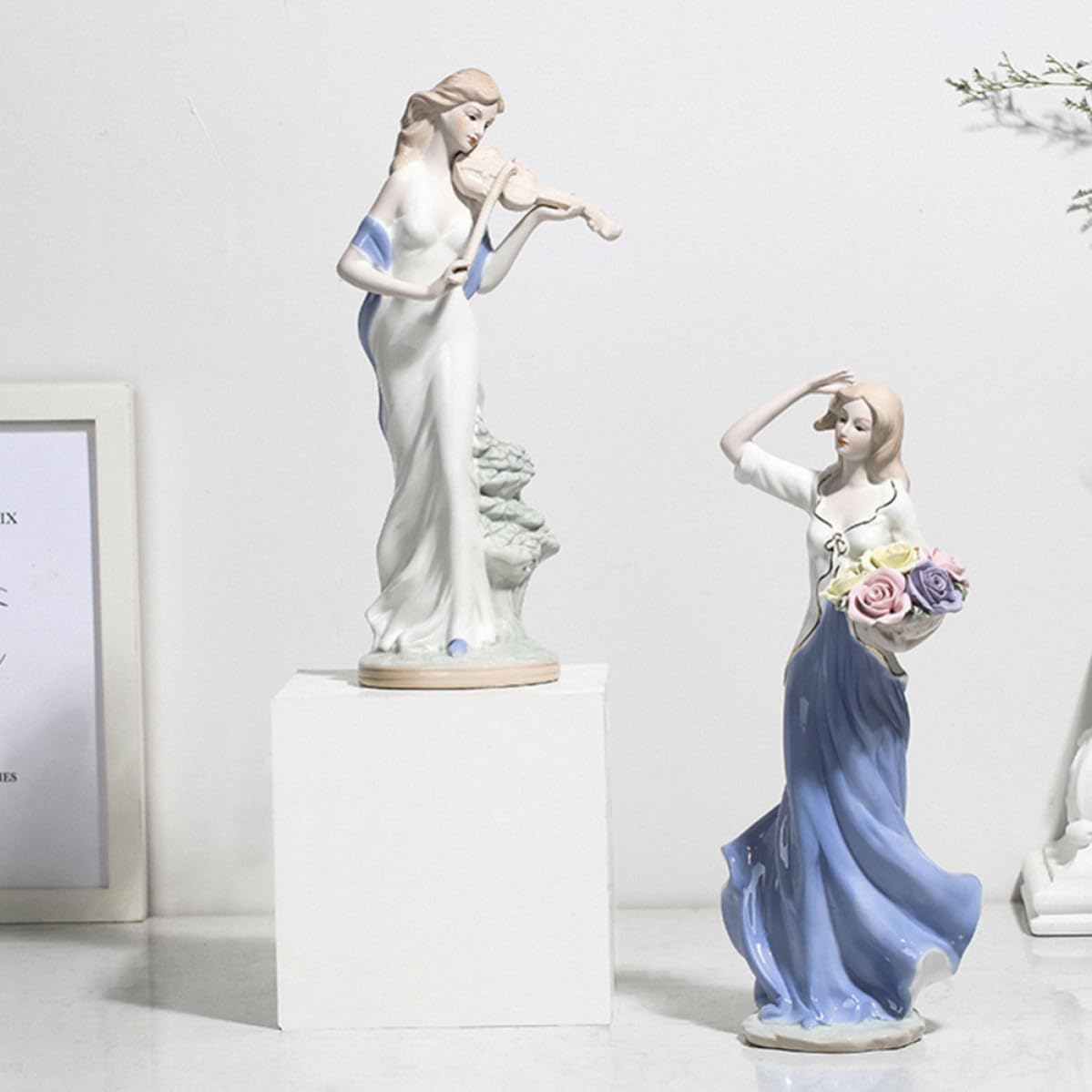 White European Style Ceramic Figure Statue for Tabletop and Bookshelf Decor