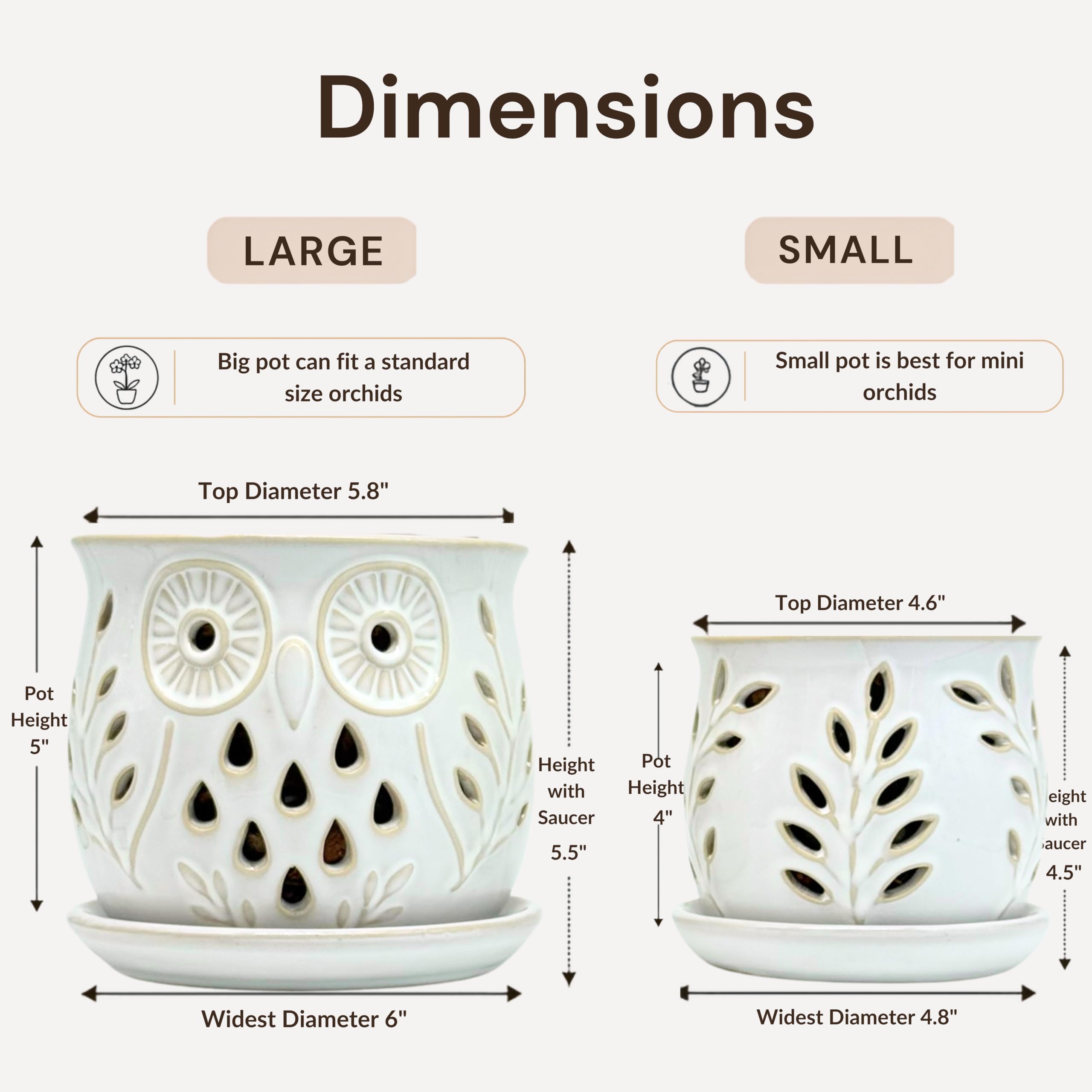 White Ceramic Orchid Pots with Holes