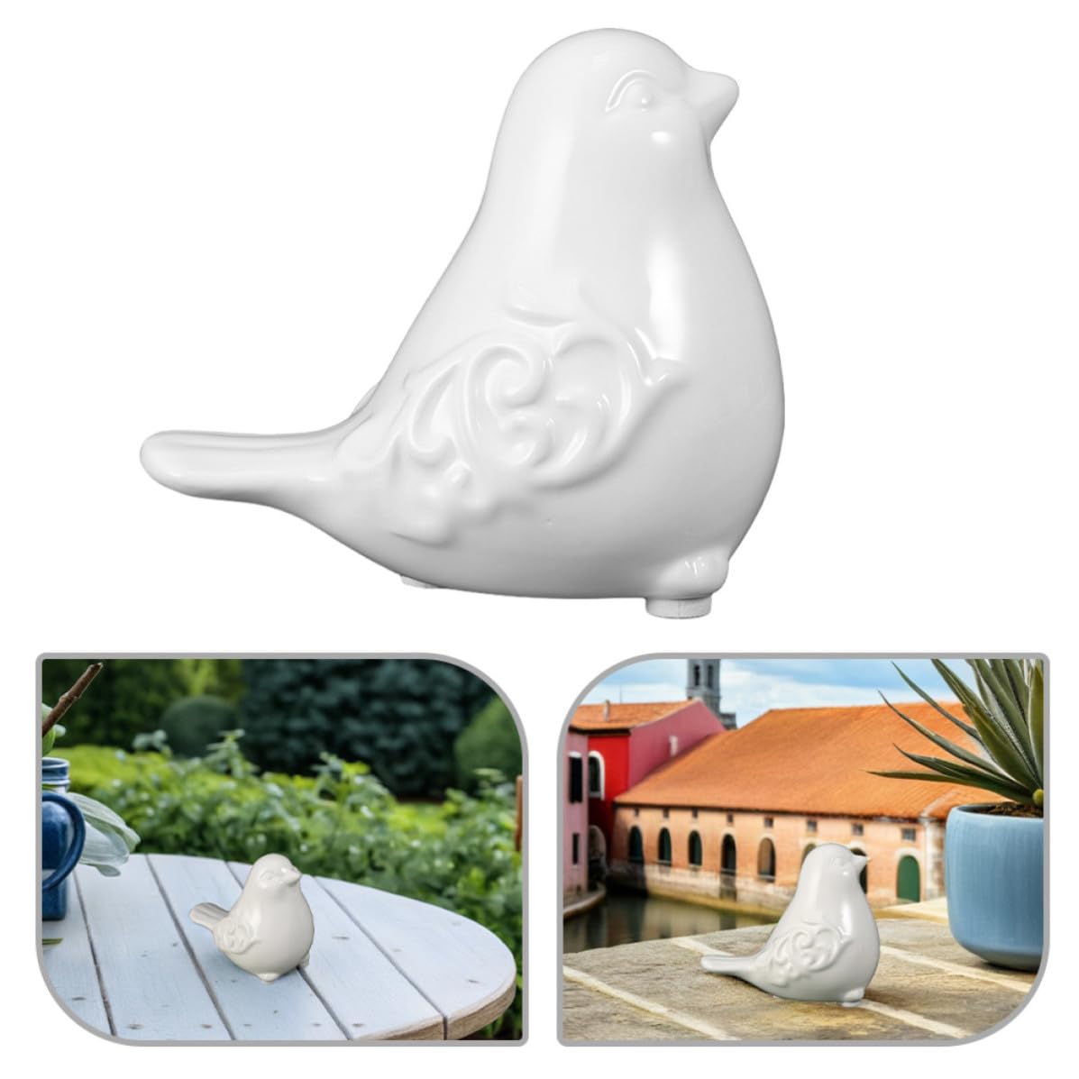 2-Piece Ceramic Bird Statues for Outdoor Garden and Home Decor