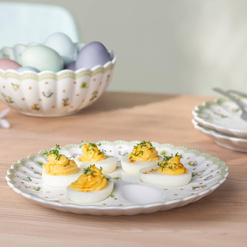 Easter Delight Six-Egg Premium Porcelain Serving Plate with Gold Accents