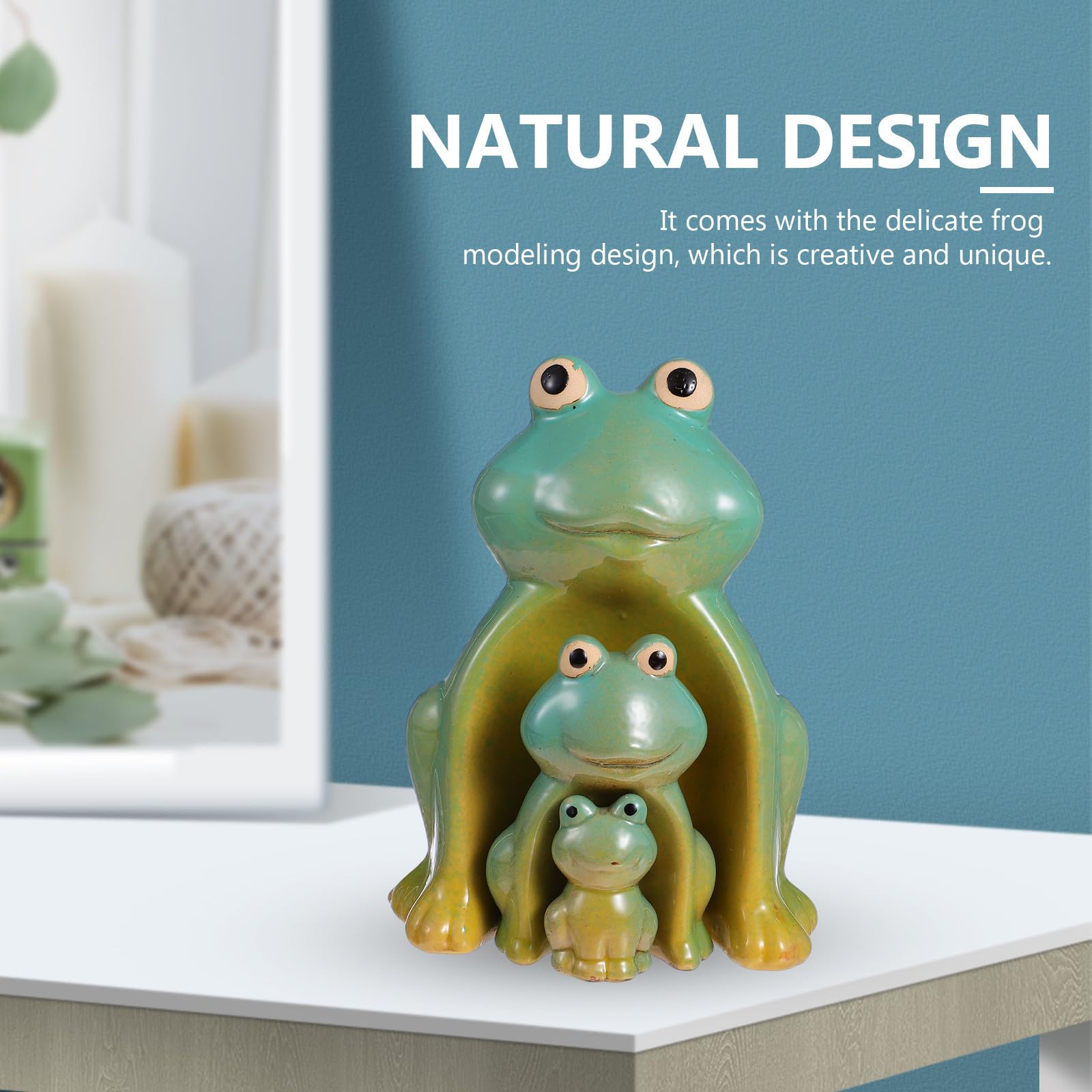 Creative Green Ceramic Frog Decoration Set for Home and Restaurant
