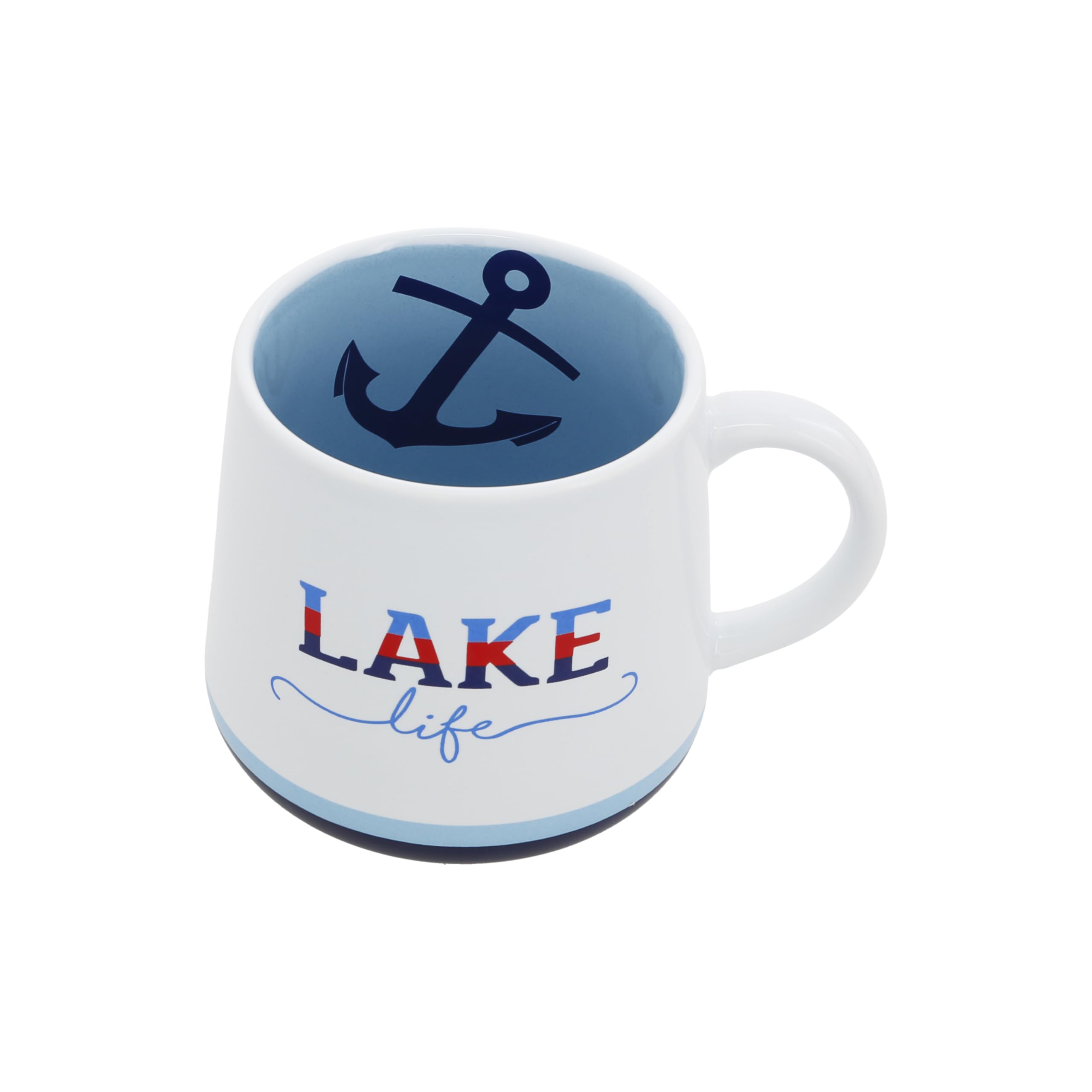18-Ounce Lake Life Stoneware Coffee Mug with Anchor Design