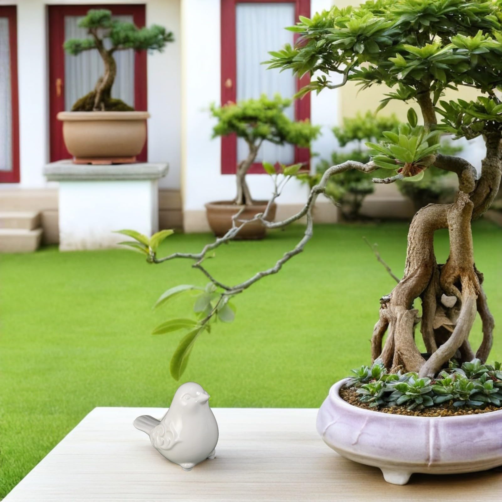 2-Piece Ceramic Bird Statues for Outdoor Garden and Home Decor