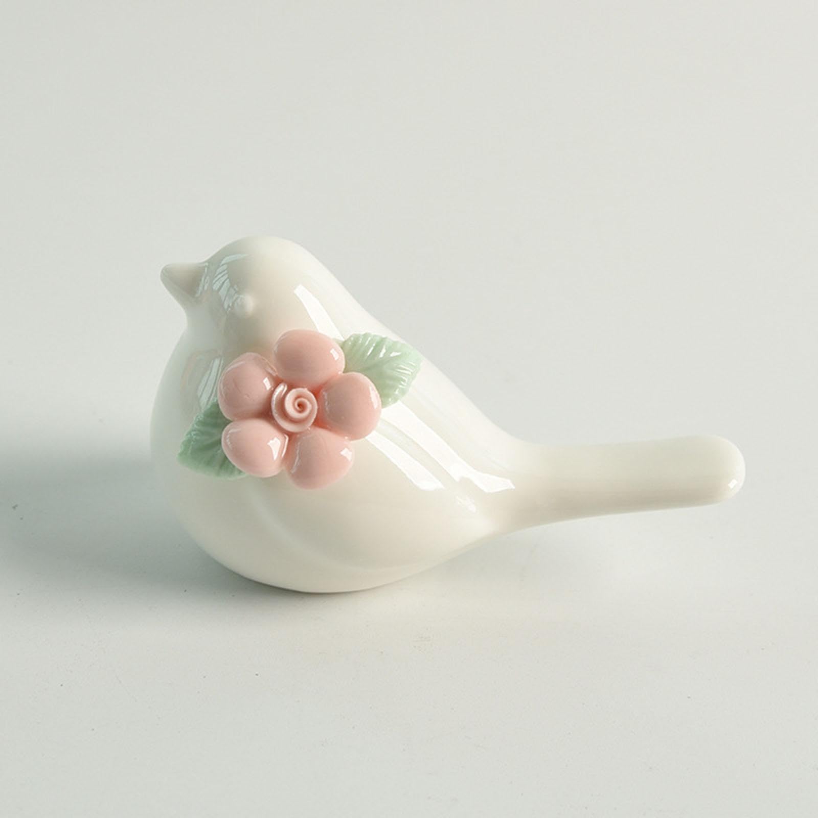 Pink Bird Figurine, Modern Ceramic Animal Sculpture for Home Decor