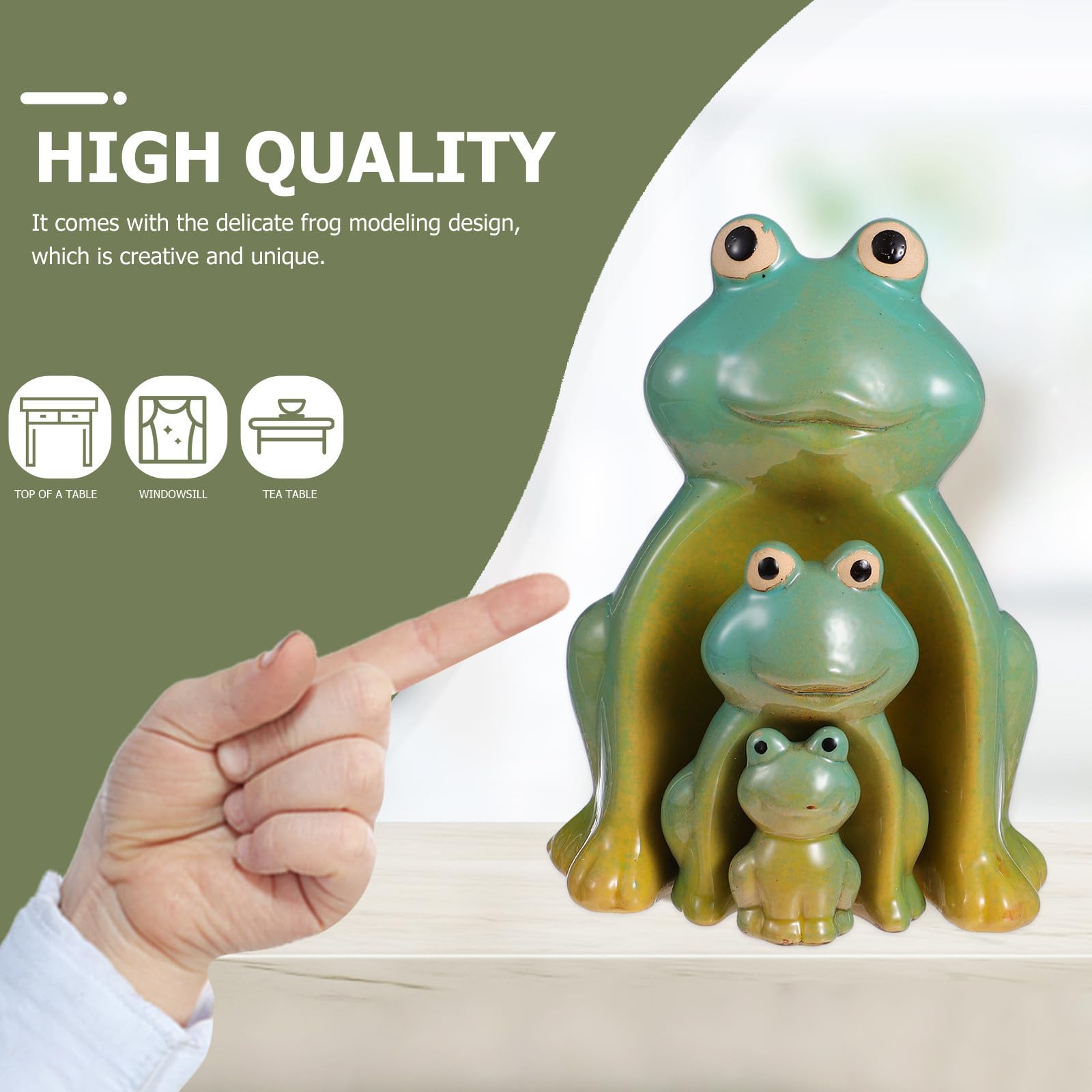 Creative Green Ceramic Frog Decoration Set for Home and Restaurant