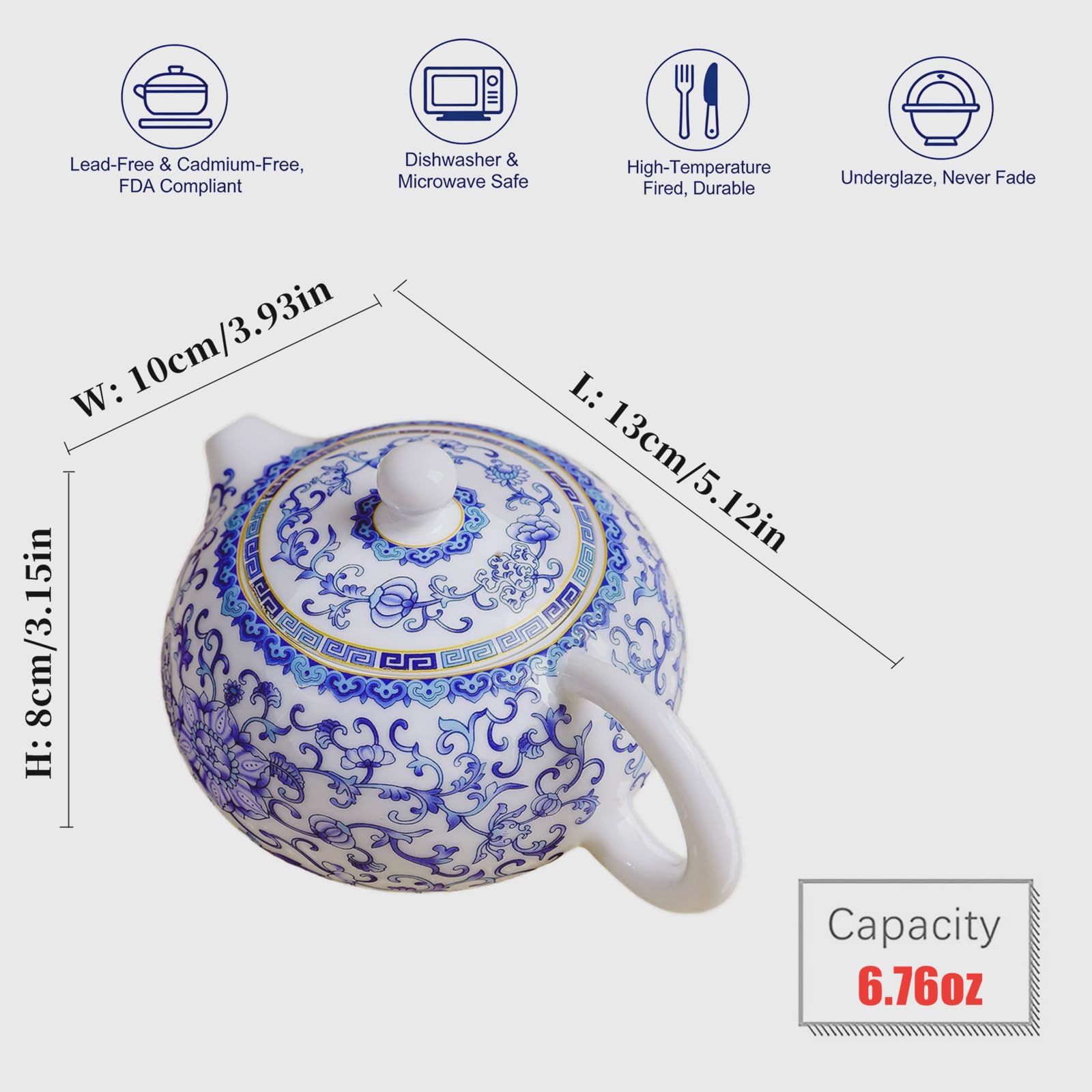 Blue and White Porcelain Small Personal Teapot