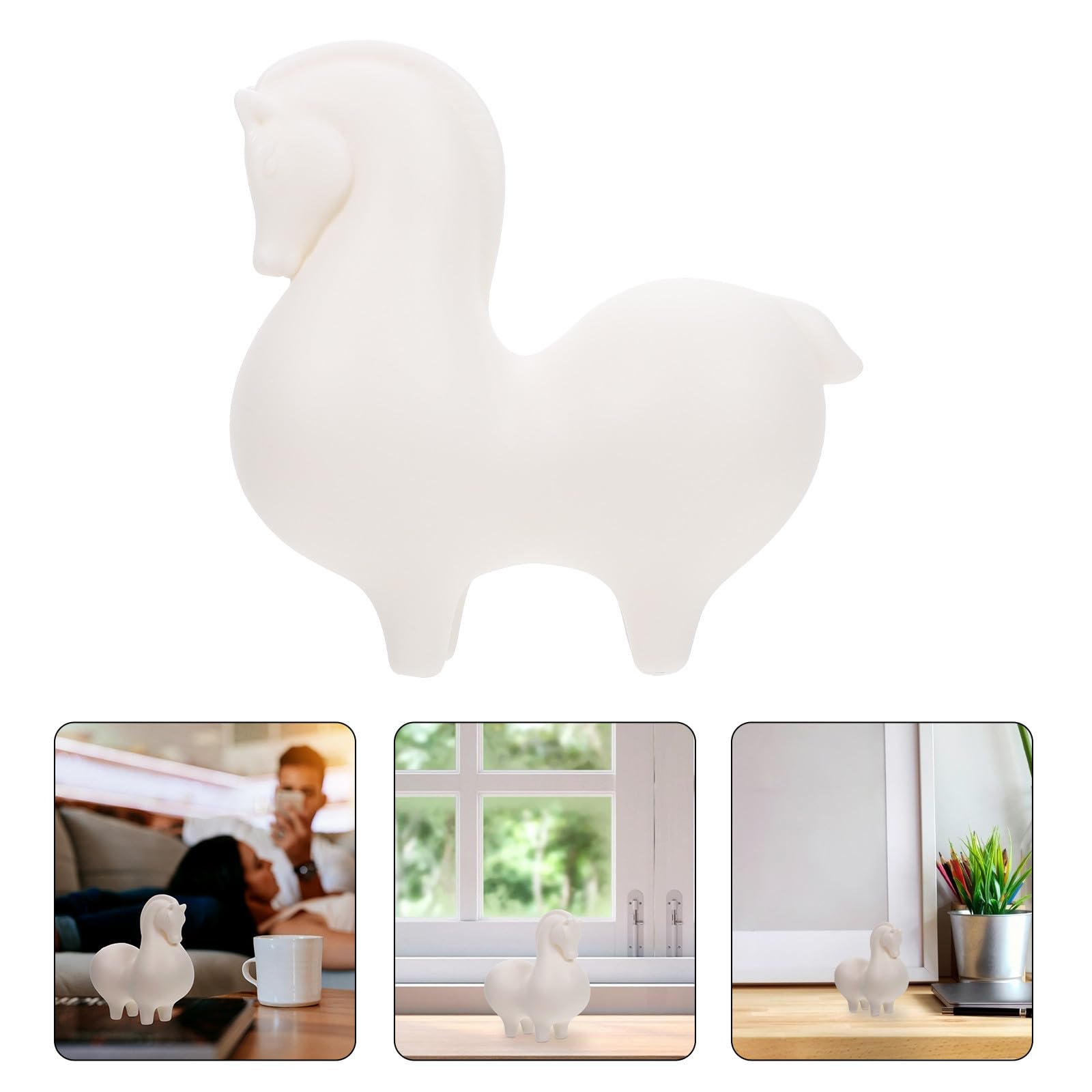 White Ceramic Horse Statue for Tabletop Decor