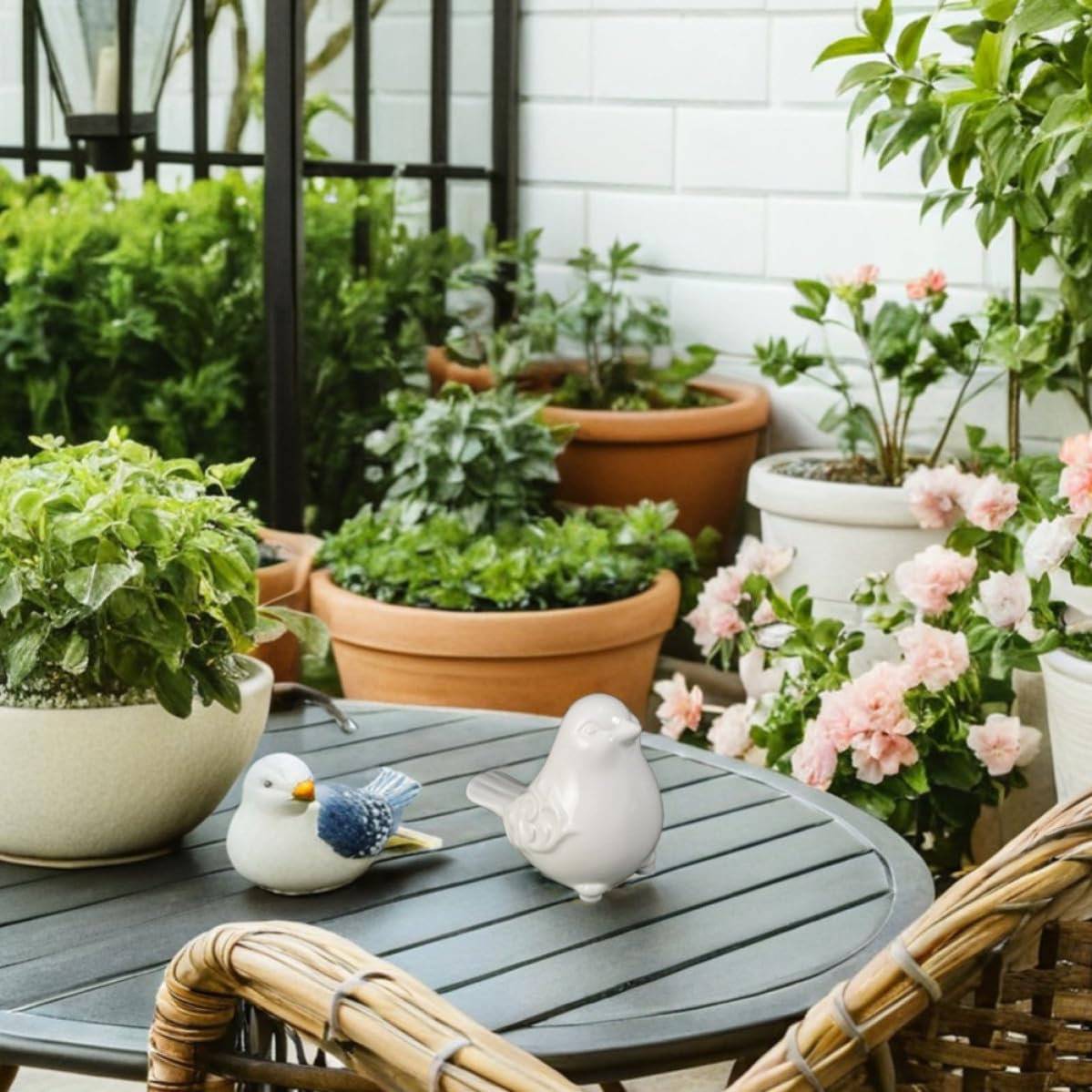 2-Piece Ceramic Bird Statues for Outdoor Garden and Home Decor