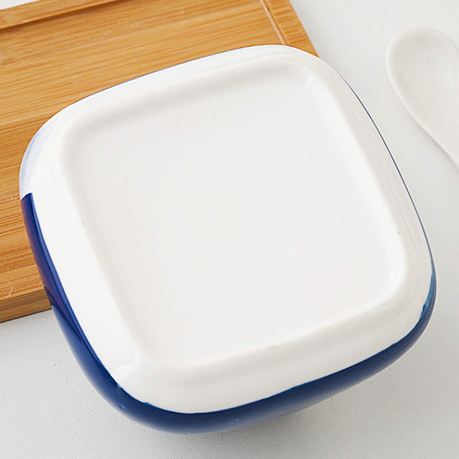 Ceramic Spice Jar Set with Bamboo Tray and Ceramic Spoons