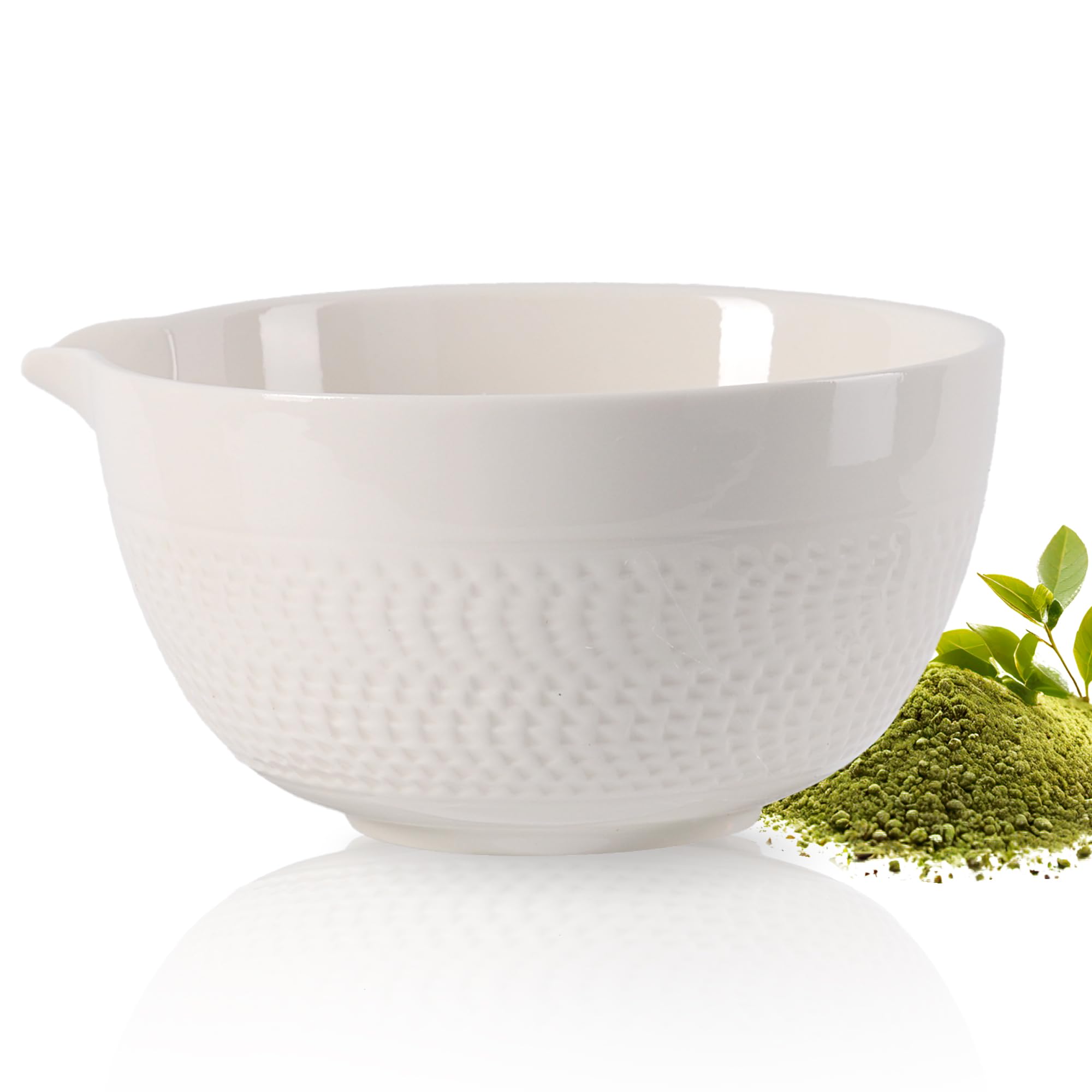 Ceramic Matcha Bowl with Pouring Spout