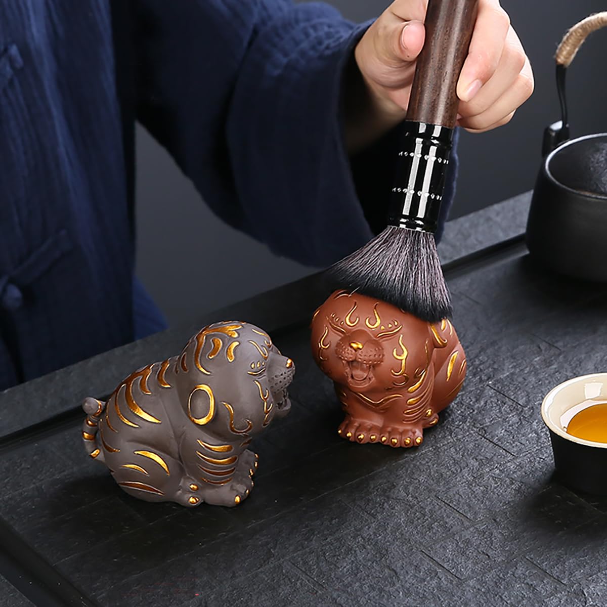 Zisha Tiger Tea Pet, Handmade Ceramic Lucky Figurine