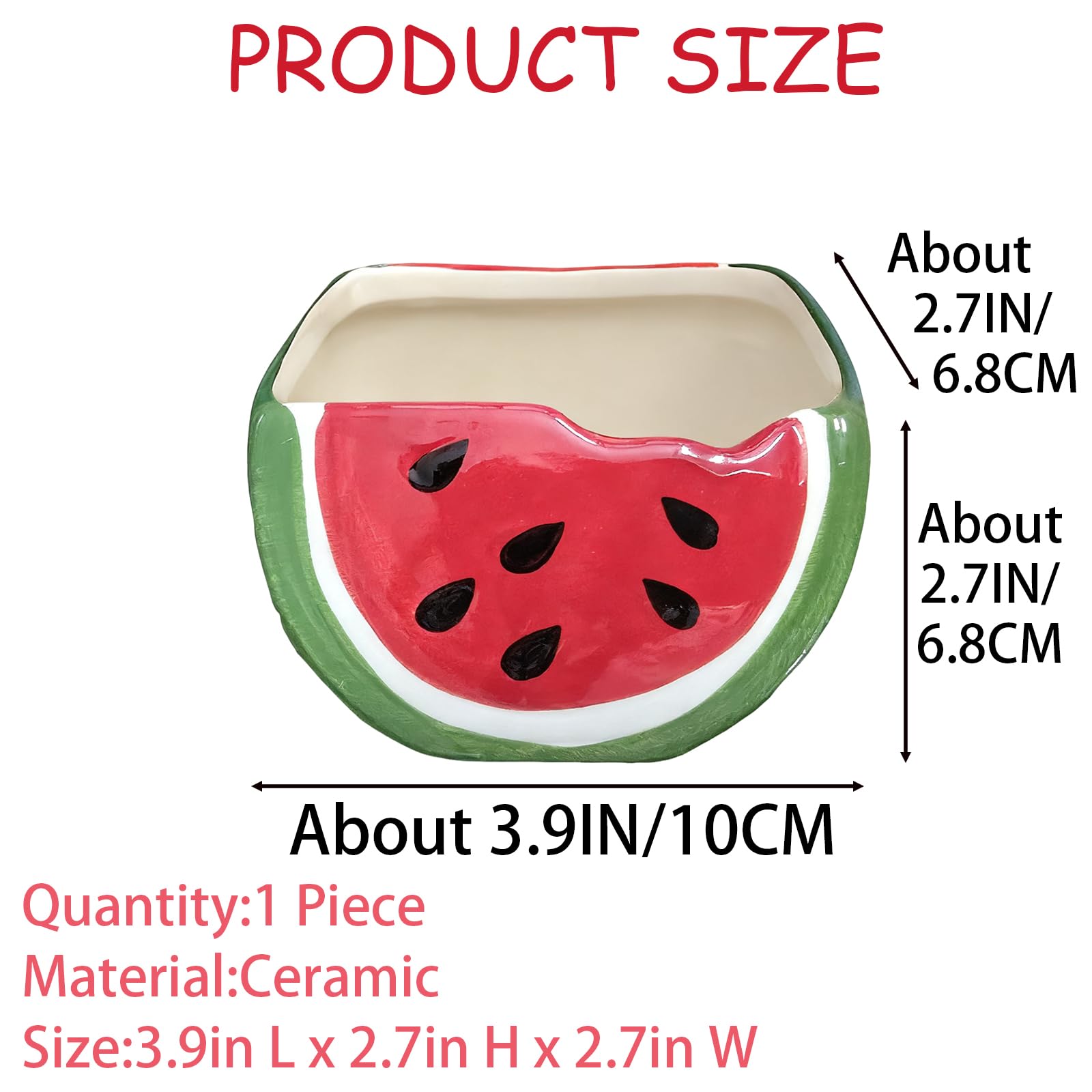 Cute Watermelon Shaped Ceramic Planter with Drainage Hole for Succulents
