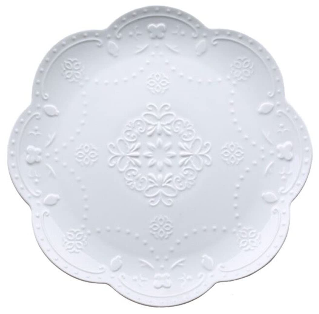 Elegant Round Embossed Lace Ceramic Serving Plate for Breakfast and Afternoon Tea