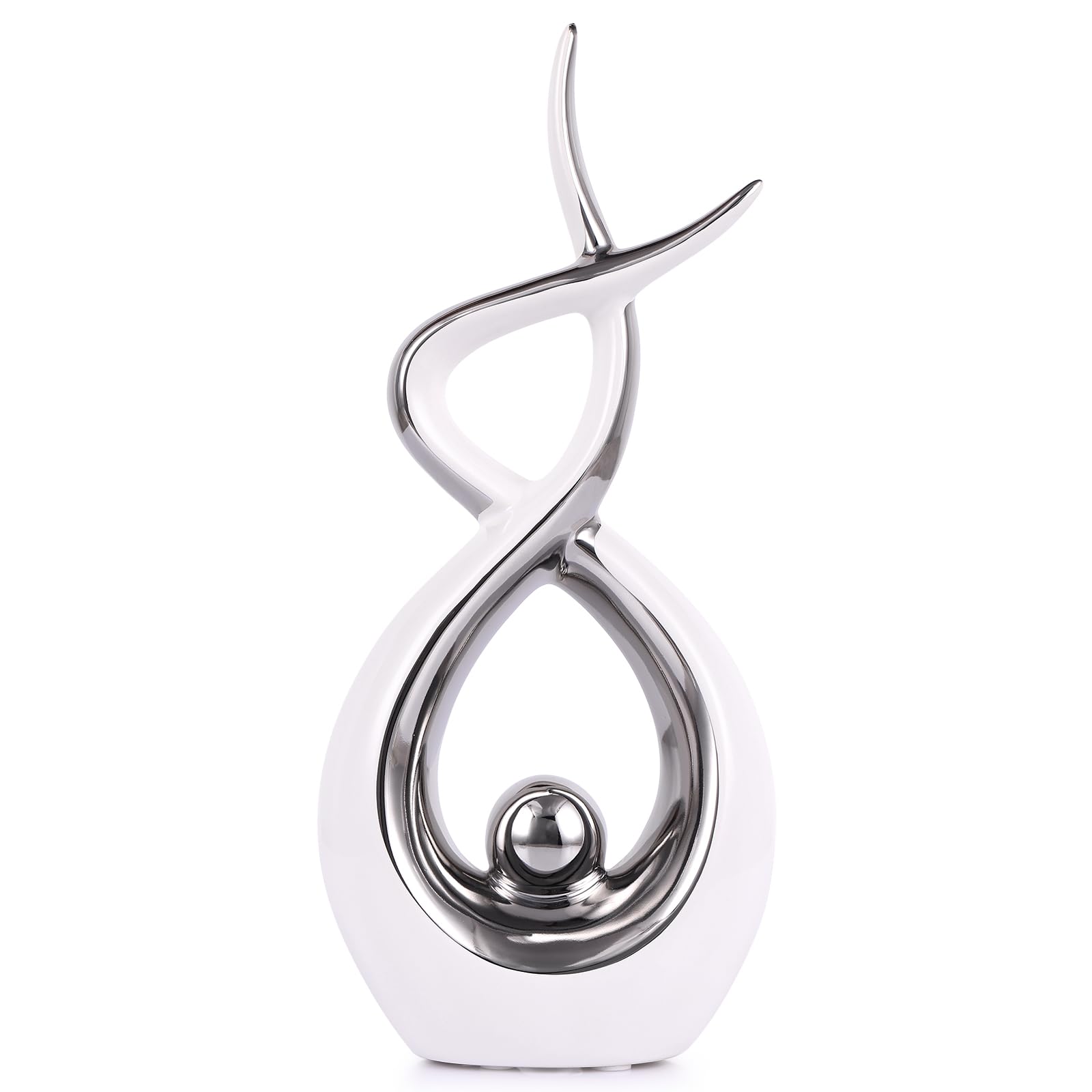 Modern Gold and White Ceramic Sculpture for Tabletop Decor