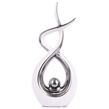 Modern Gold and White Ceramic Sculpture for Tabletop Decor