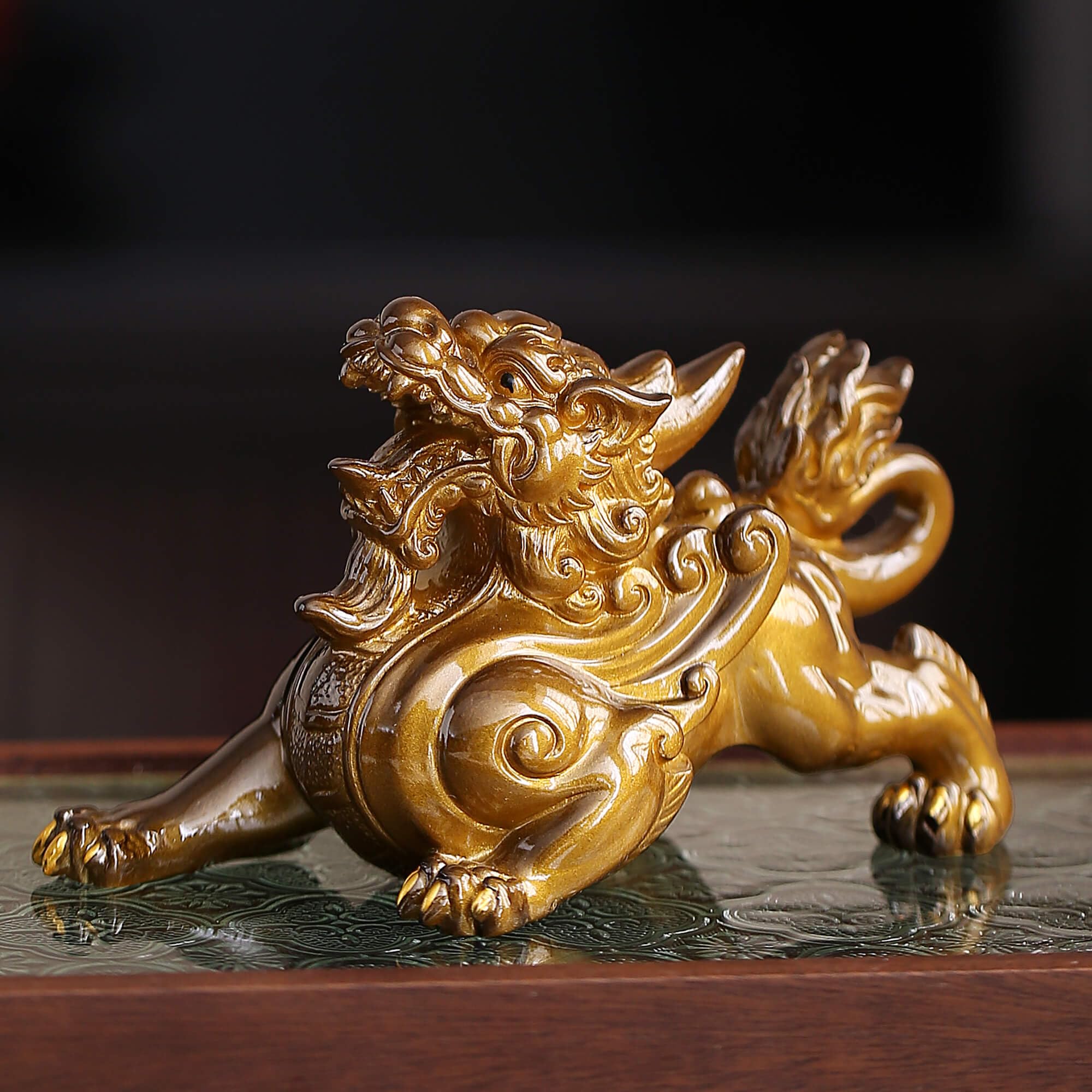 Color Changing Green Pixiu Tea Pet for Gongfu Tea Ceremony