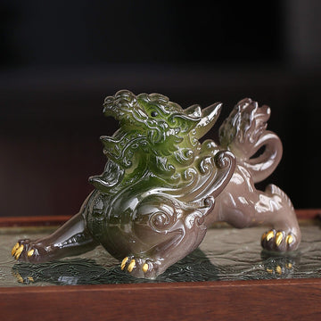 Color Changing Green Pixiu Tea Pet for Gongfu Tea Ceremony